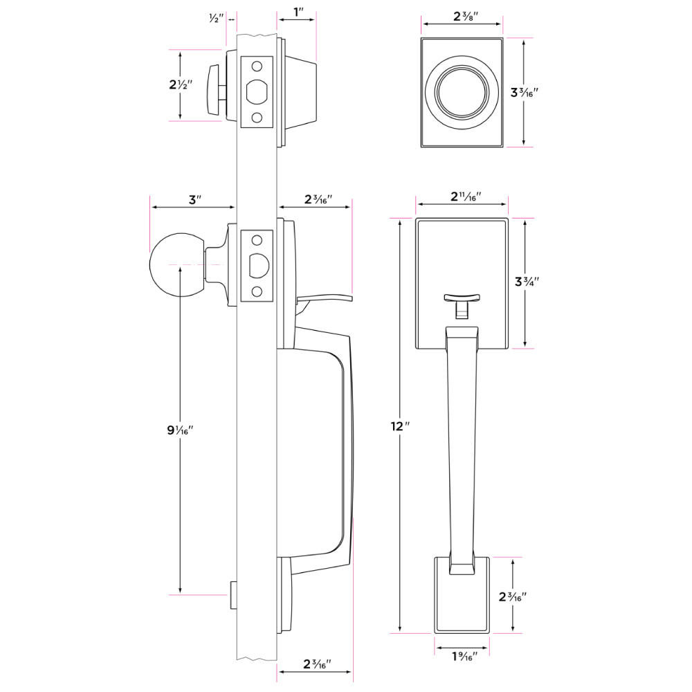 Sure-Loc Hardware Stockholm Entry Door Handleset - Satin Nickel